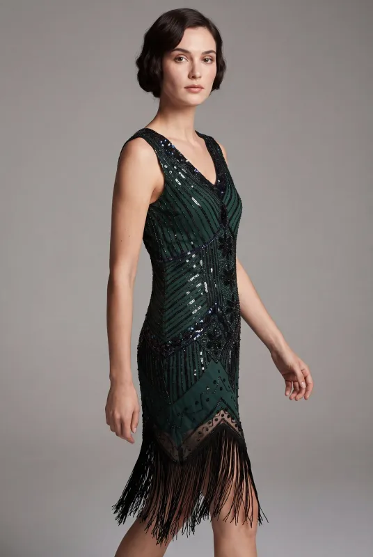 Emerald Art Deco Flapper Dress made by Modcloth
