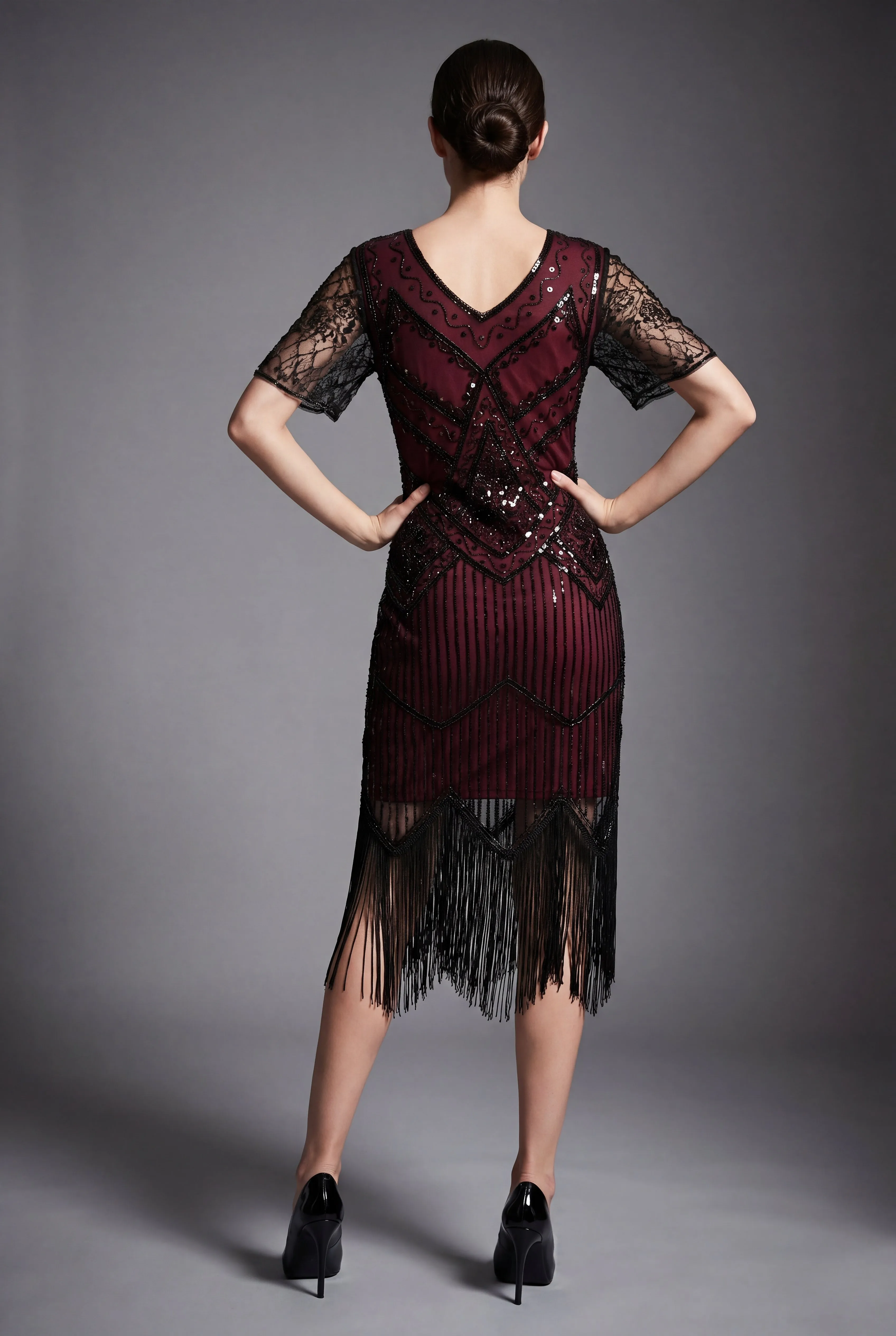 Burgundy Flapper Art Deco Dress sold by Modcloth product image thumbnail 3