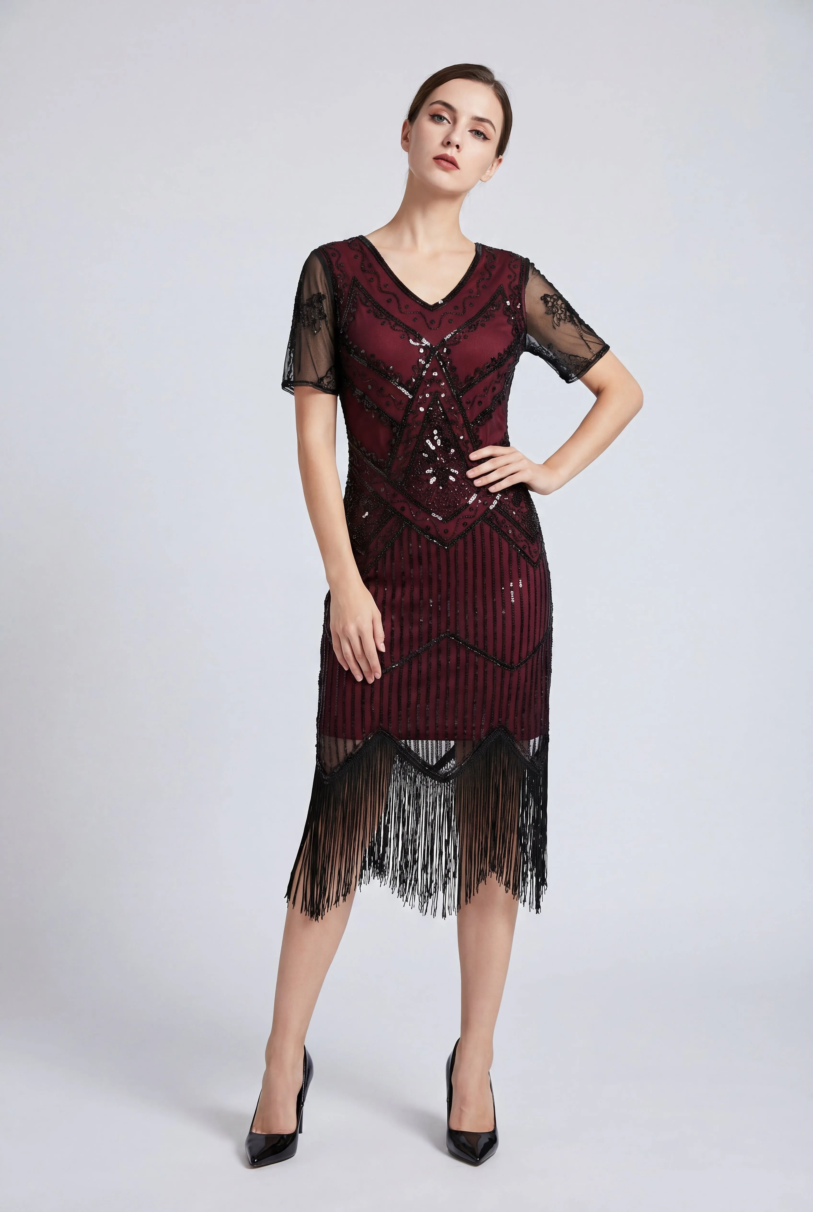 Burgundy Flapper Art Deco Dress sold by Modcloth product image thumbnail 5