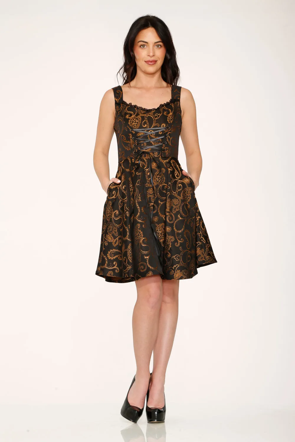 Black Gold Gothic Swing Dress sold by Modcloth product image thumbnail 4
