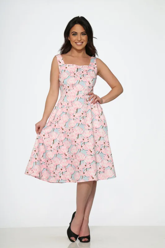 Pink Floral Swing Dress made by Modcloth