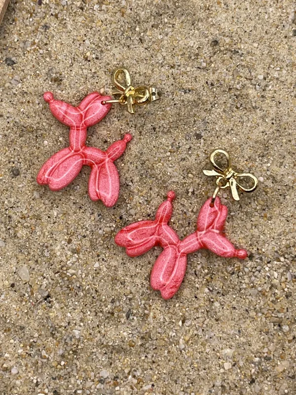 Fun Balloon Animal Polymer Clay Dangle Earrings: Handmade, Hand-Painted made by Modcloth