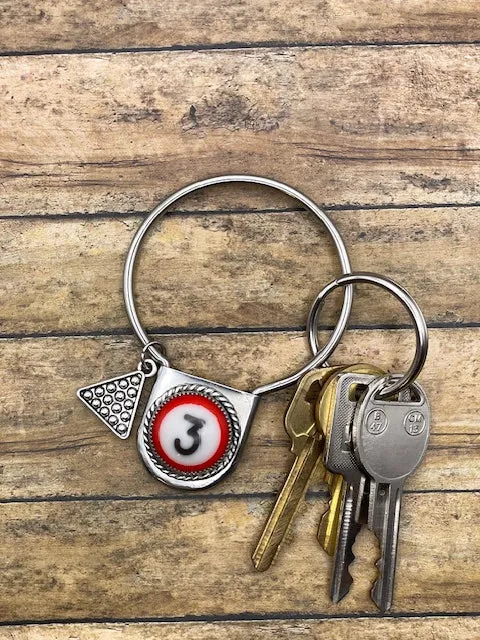 Sean - Round Ring Keychain with Billiard Ball #3 Detail sold by Modcloth