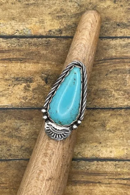 Babe - Turquoise Teardrop Ring with Sun Detail sold by Modcloth
