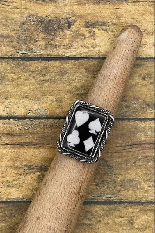 Lance - Onyx Playing Card Ring made by Modcloth