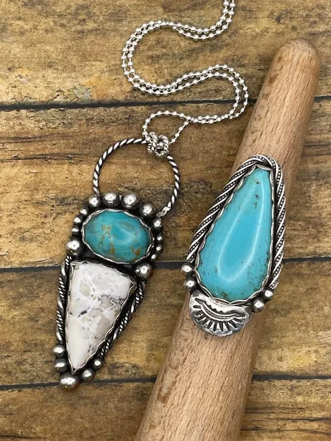 Alexa - White Buffalo and Blue Turquoise Large Pendant Necklace sold by Modcloth product image thumbnail 4