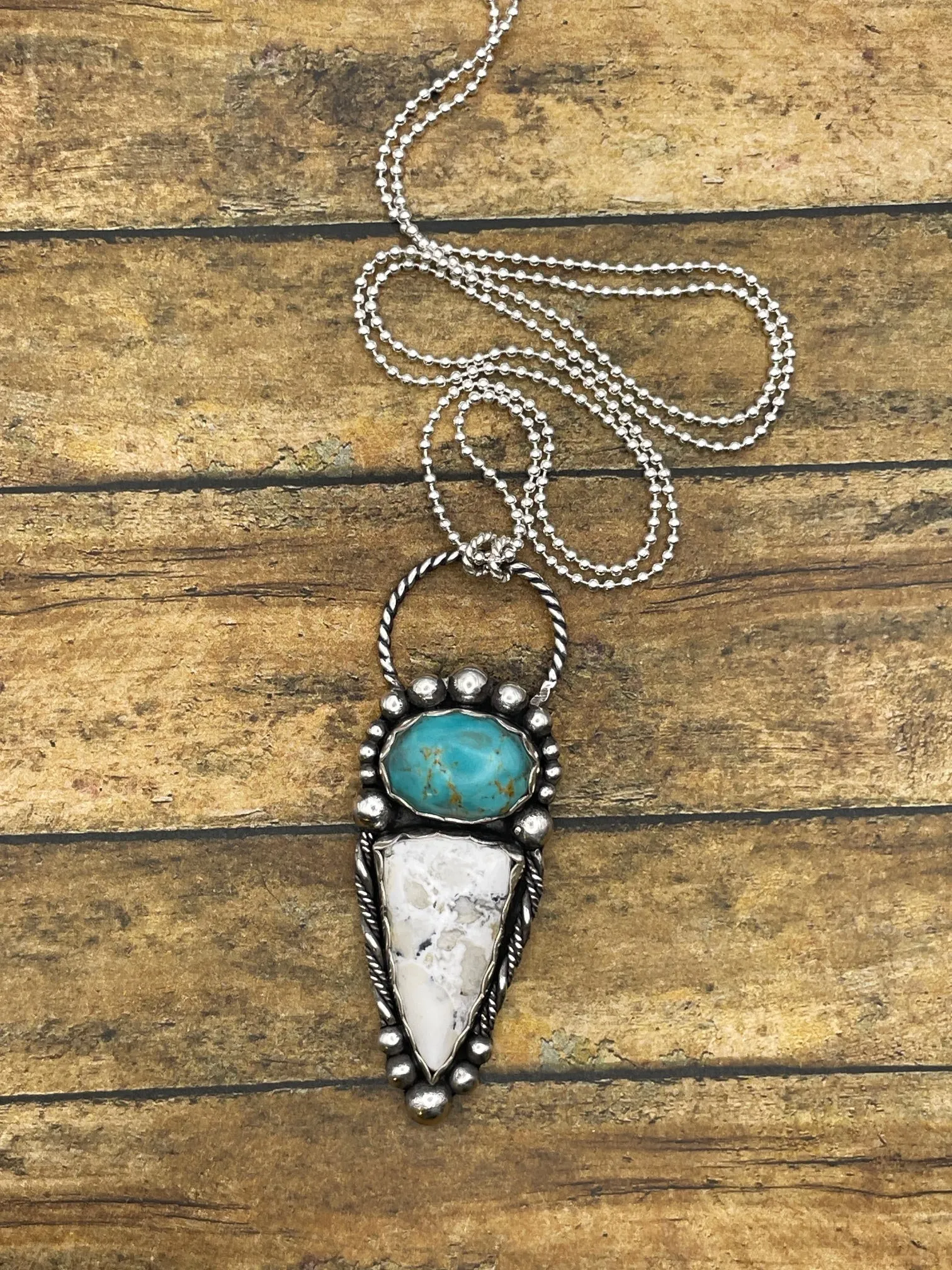 Alexa - White Buffalo and Blue Turquoise Large Pendant Necklace sold by Modcloth product image thumbnail 3
