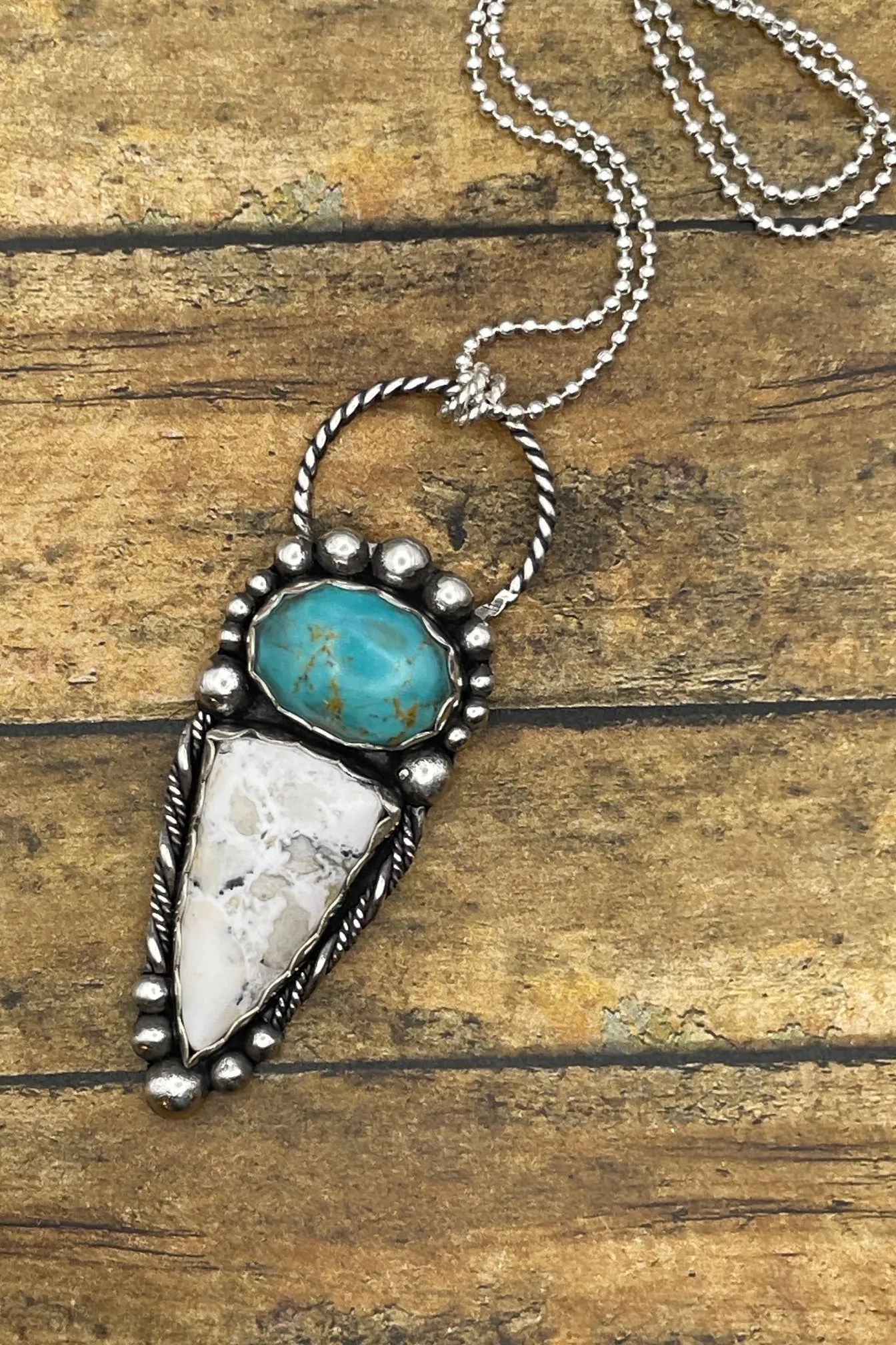 Alexa - White Buffalo and Blue Turquoise Large Pendant Necklace sold by Modcloth