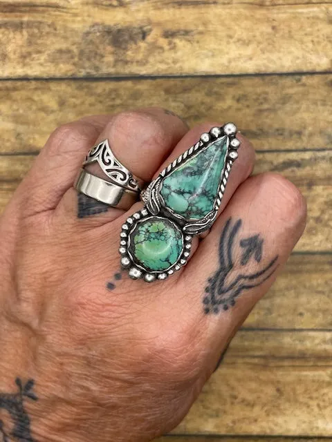 Blake - Turquoise Double Stone with Feather Detail Ring sold by Modcloth product image thumbnail 2
