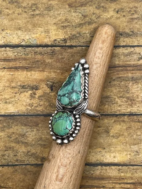 Blake - Turquoise Double Stone with Feather Detail Ring sold by Modcloth product image thumbnail 3