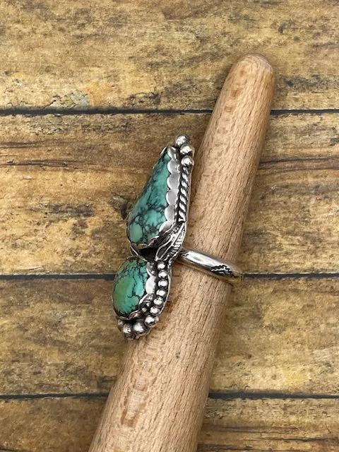Blake - Turquoise Double Stone with Feather Detail Ring sold by Modcloth product image thumbnail 4