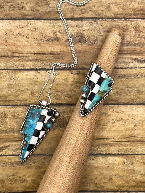 Bo - Checkered and Turquoise Lightning Bolt Ring sold by Modcloth product image thumbnail 5
