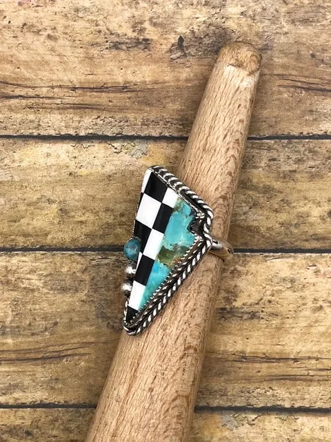 Bo - Checkered and Turquoise Lightning Bolt Ring sold by Modcloth product image thumbnail 4