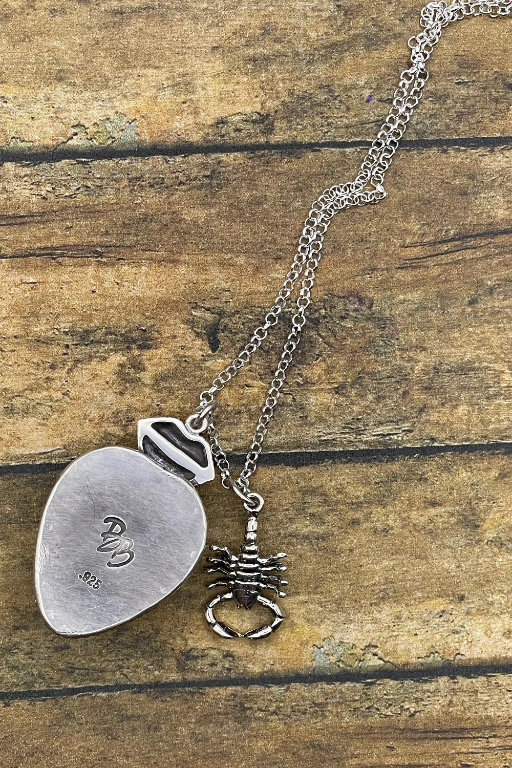 Wilma - Black Scorpion in White Resin Heart Charm Necklace with Charm sold by Modcloth product image thumbnail 3