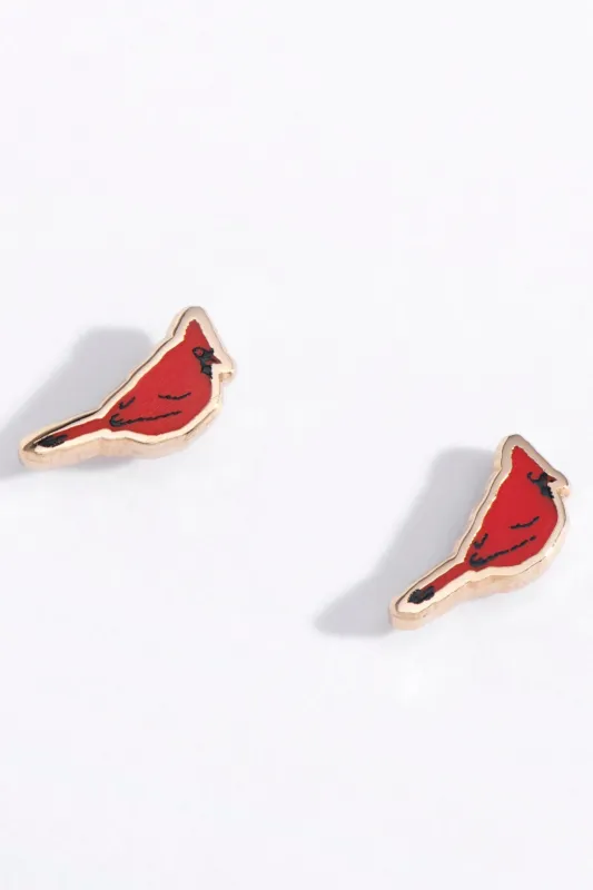 Cardinal Bird Stud Earrings made by Modcloth