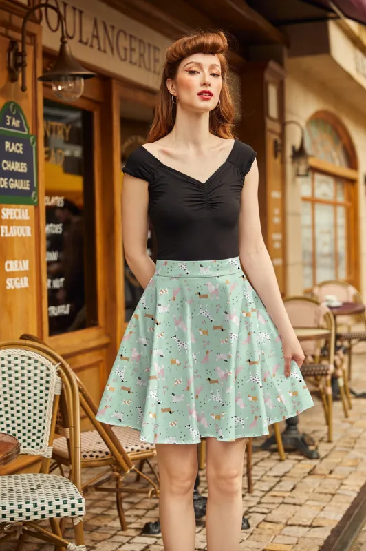 Dogs Skater Skirt made by Retrolicious