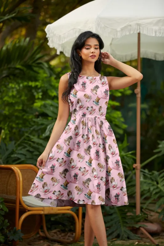 Teacup Cats Vintage Dress made by Retrolicious
