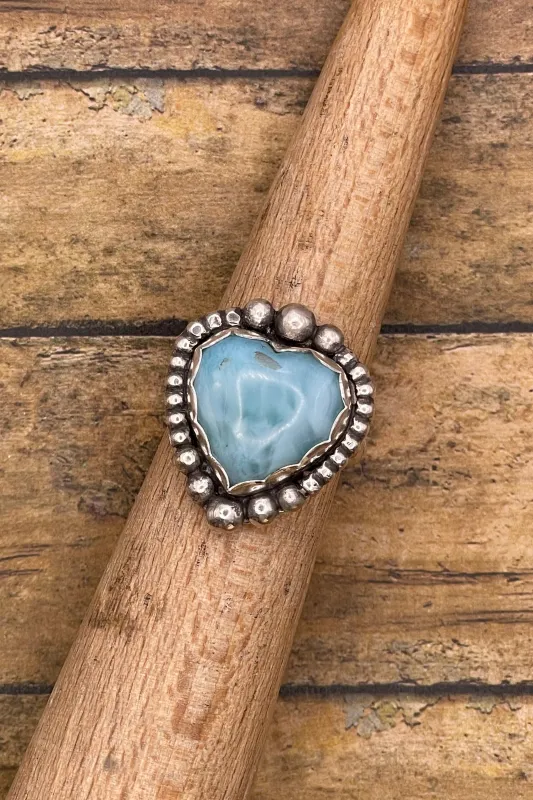 Jane - Larimar Heart Ring made by Modcloth