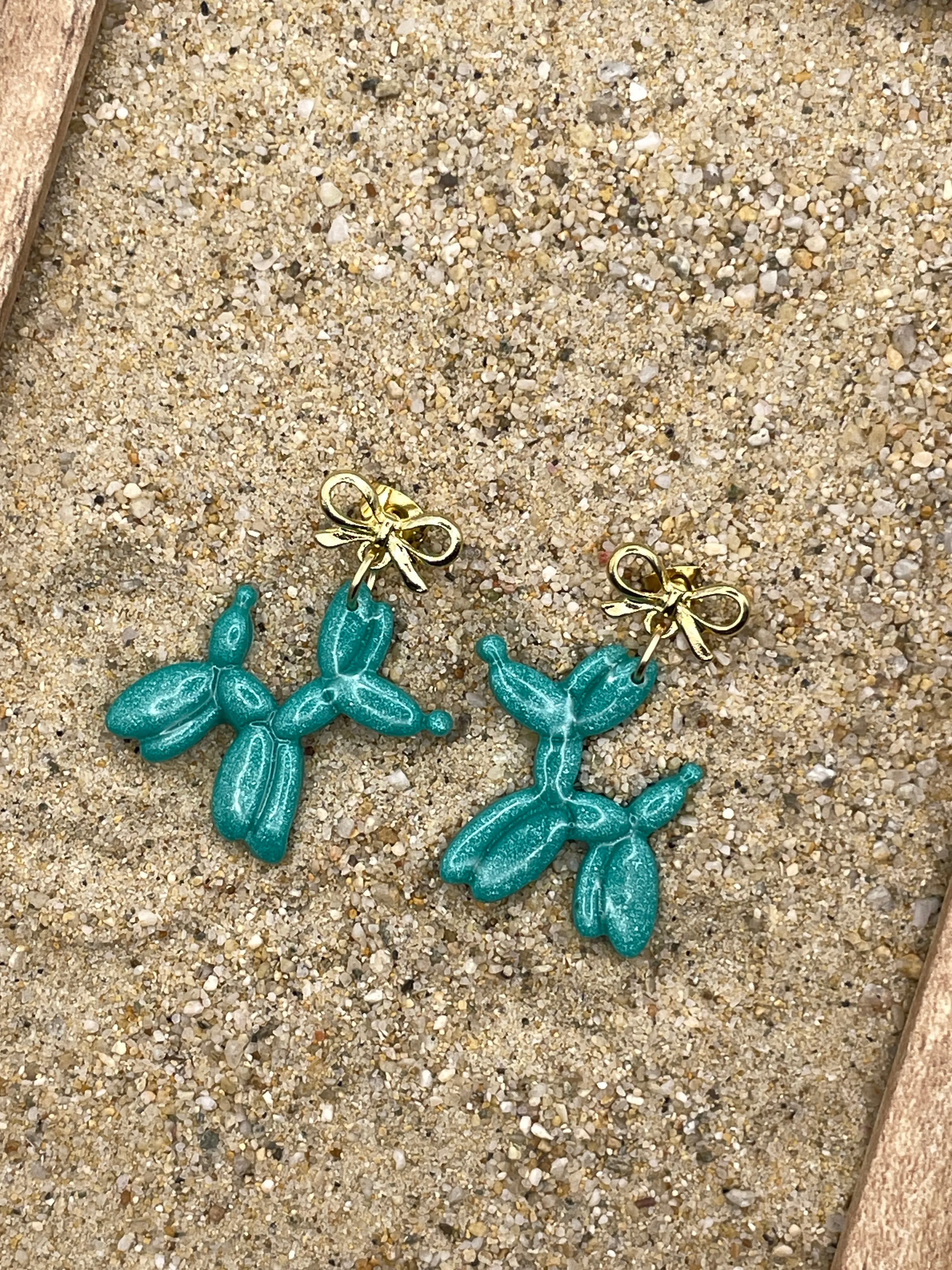 Fun - Balloon Dog Dangle Earrings: Handmade, Hand-Painted Polymer Clay sold by Modcloth product image thumbnail 3
