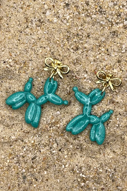 Fun - Balloon Dog Dangle Earrings: Handmade, Hand-Painted Polymer Clay made by Modcloth