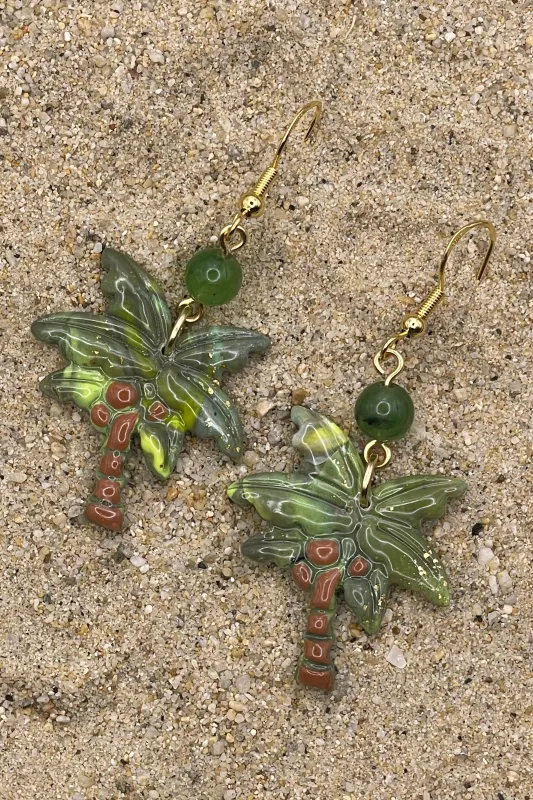 Club Tropicana - Palm Tree Earrings: Handmade, Hand-Painted Polymer Clay made by Modcloth