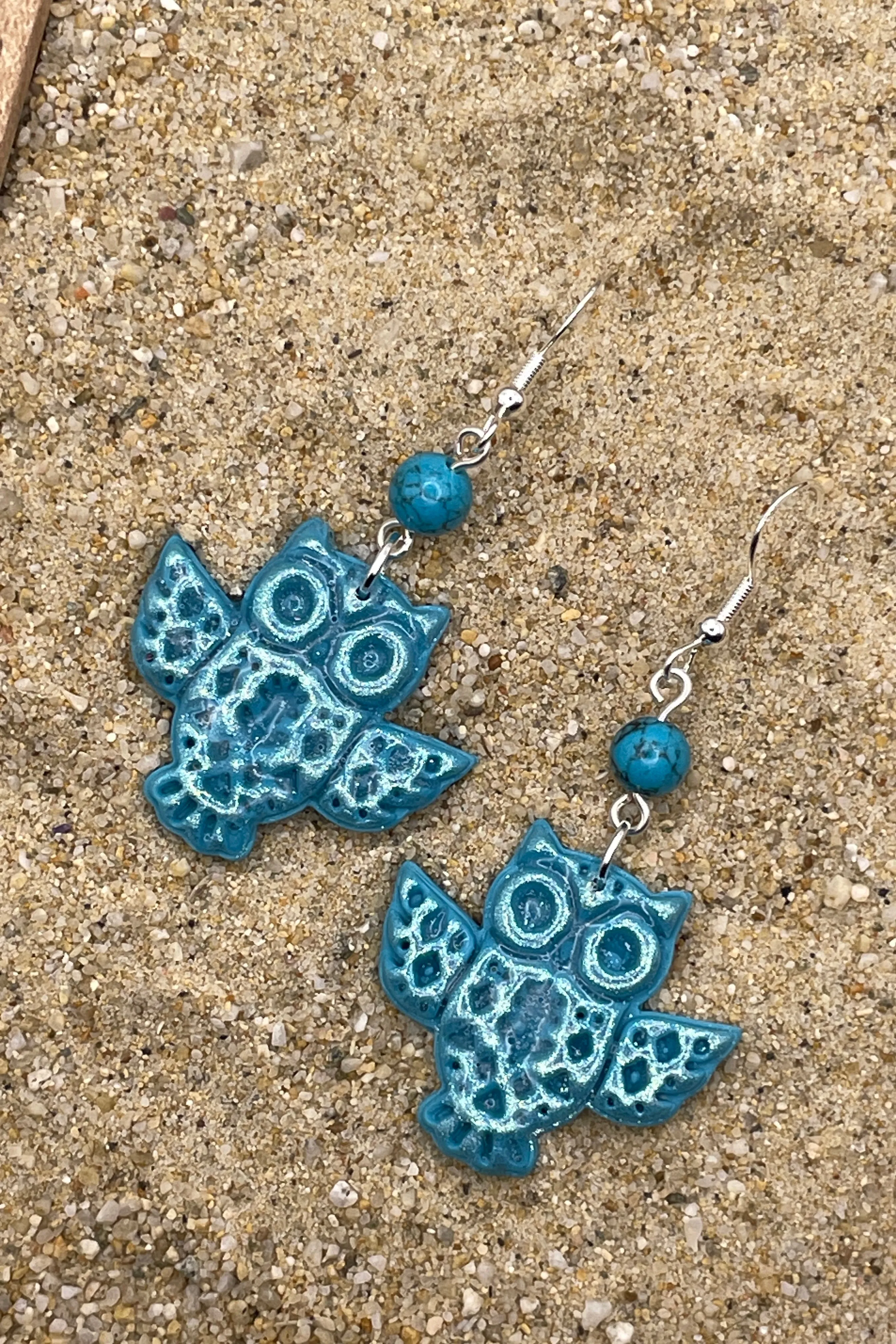Folklore - Sparkle Owl Earrings: Handmade, Hand-Painted Polymer Clay sold by Modcloth