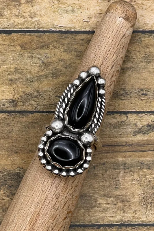 Denise - Black Double Onyx Gemstone Ring made by Modcloth