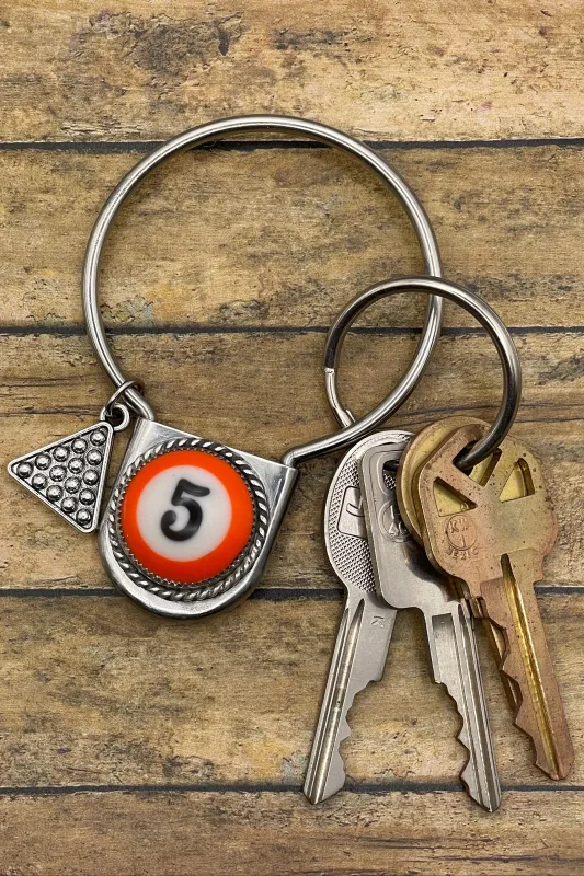 Seth - Round Keychain with Billiard Ball #5 Detail made by Modcloth