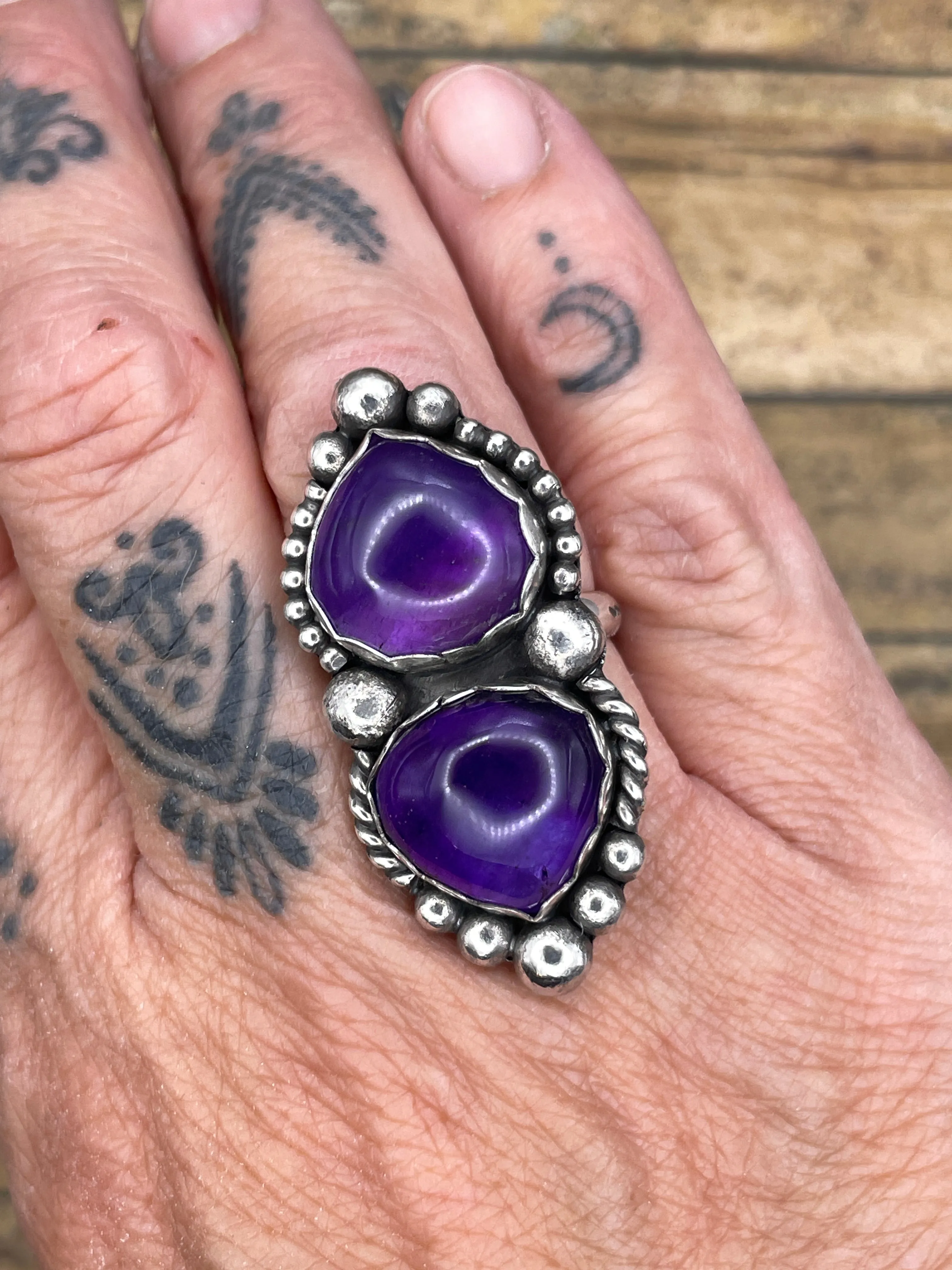 Kathleen - Purple Amethyst Double Gemstone Statement Ring sold by Modcloth product image thumbnail 2