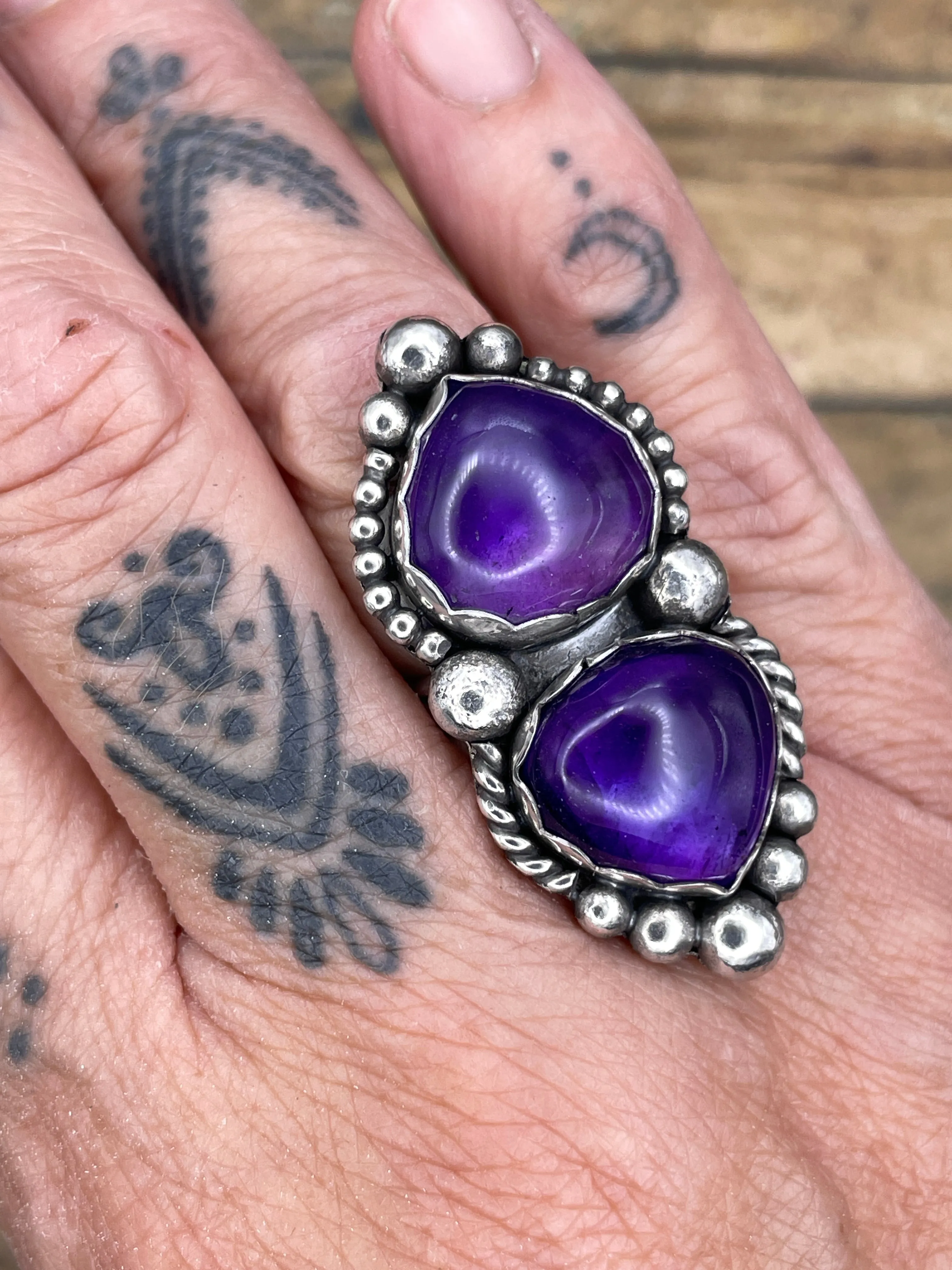 Kathleen - Purple Amethyst Double Gemstone Statement Ring sold by Modcloth product image thumbnail 5