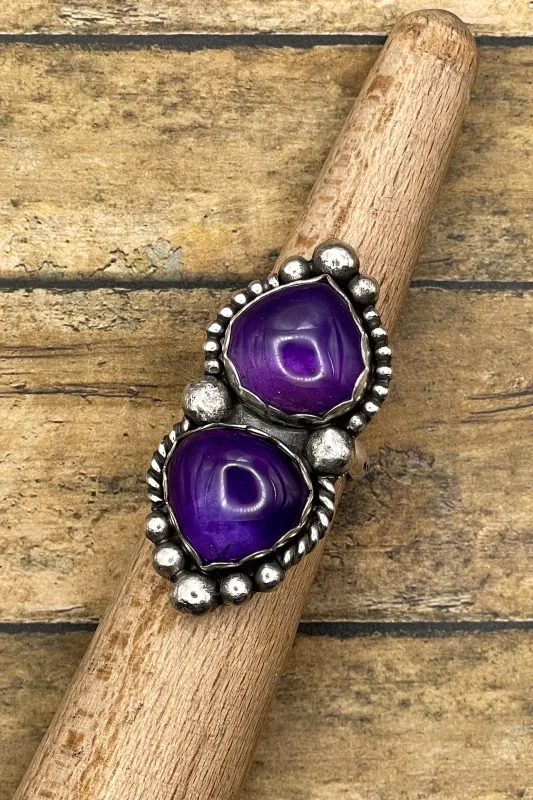 Kathleen - Purple Amethyst Double Gemstone Statement Ring made by Modcloth