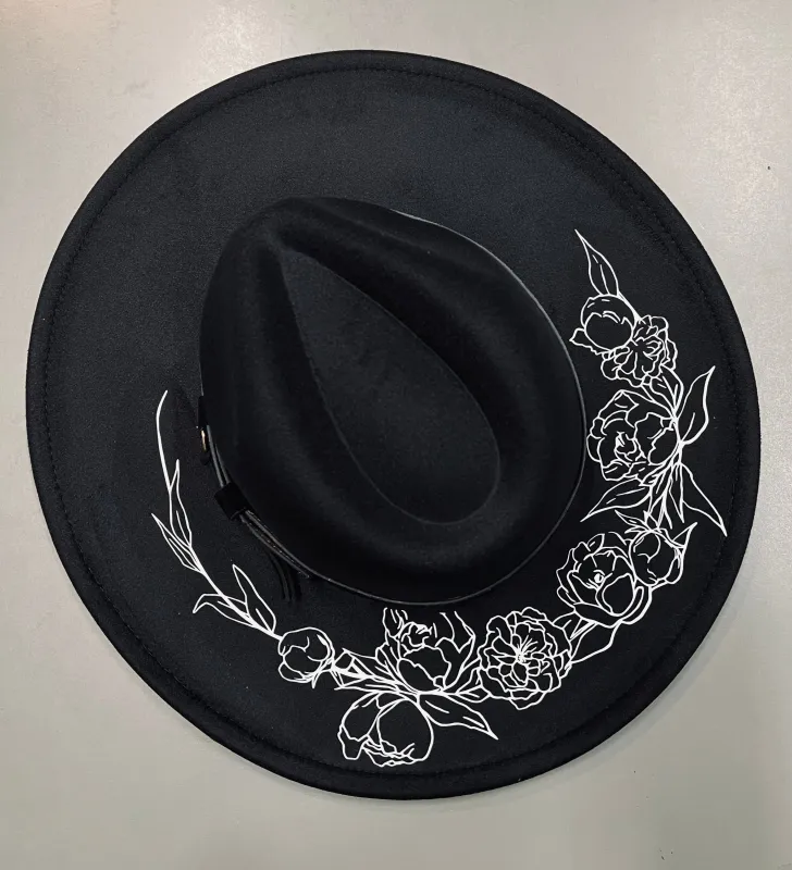 Vegan Felt Hat - XL Brim - Peonies made by Modcloth