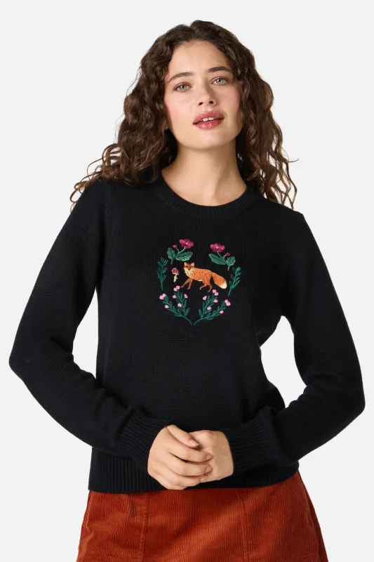 Fox Embroidered Sweater made by Modcloth
