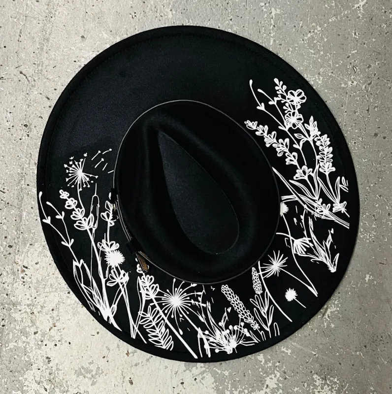 Vegan Felt Hat - XL Brim - Wildflowers made by Modcloth
