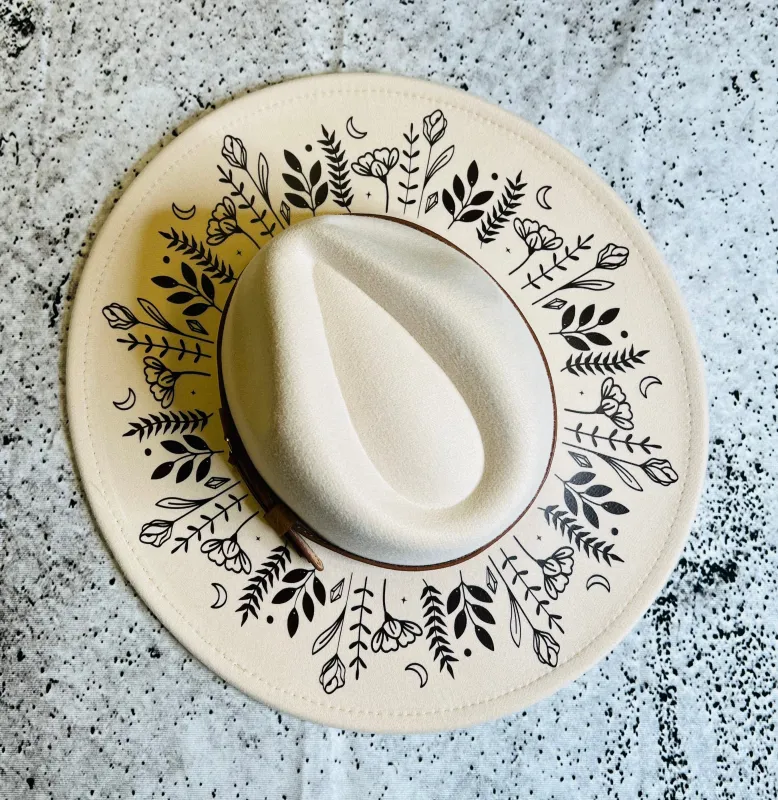 Vegan Felt Hat - XL Brim - Botanicals made by Modcloth