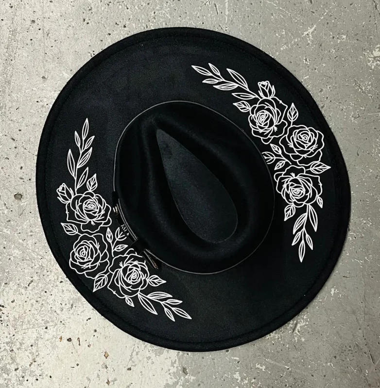 Vegan Felt Hat - XL Brim - Rose Crown made by Modcloth