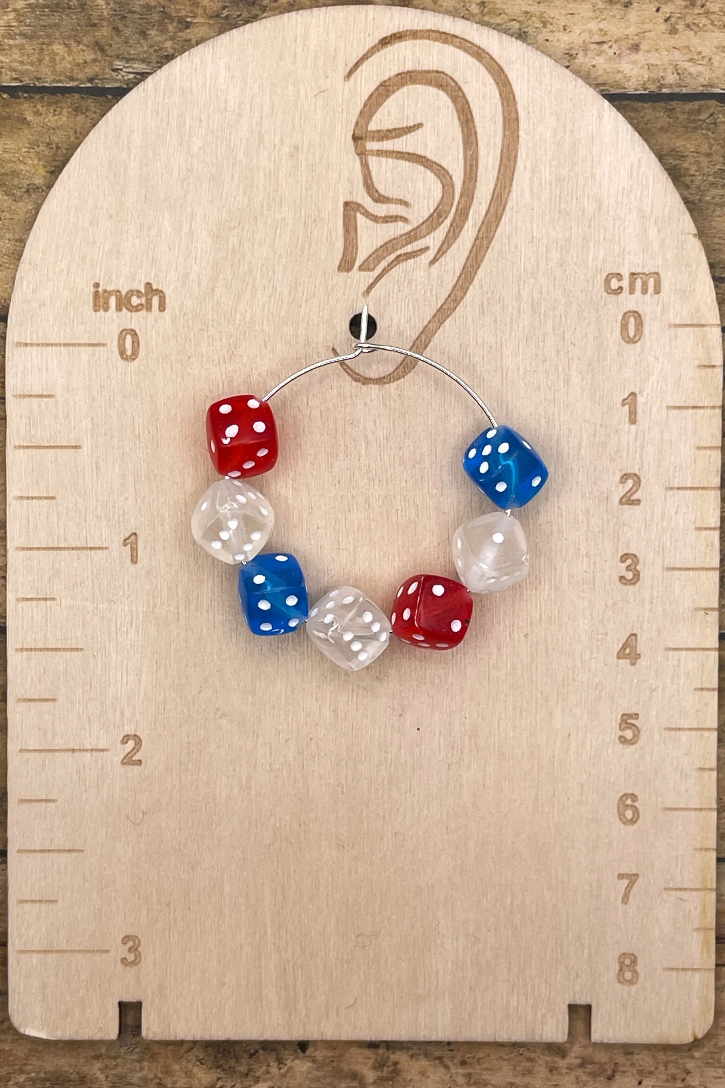 USA - Red White Blue Dice Hoop Earrings: Handmade sold by Modcloth product image thumbnail 2
