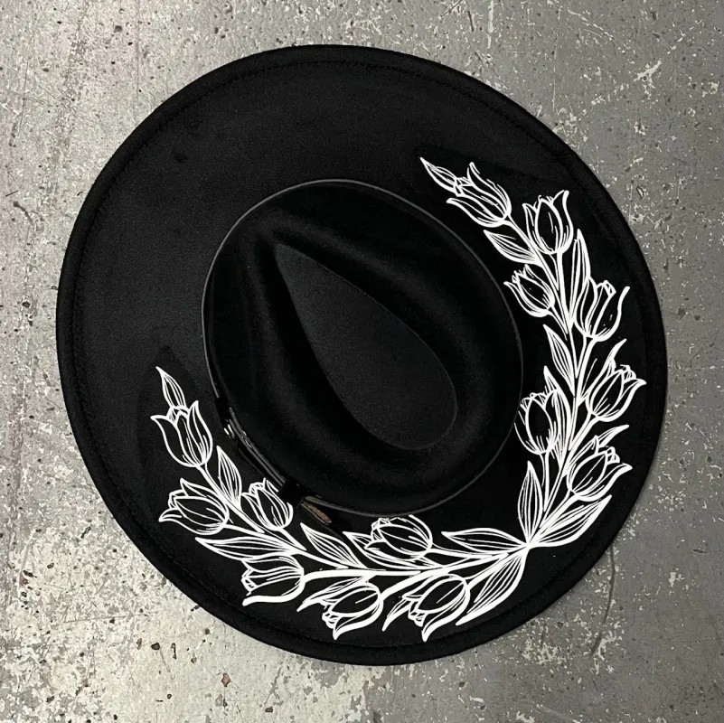 Vegan Felt Hat - XL Brim - Tulips made by Modcloth