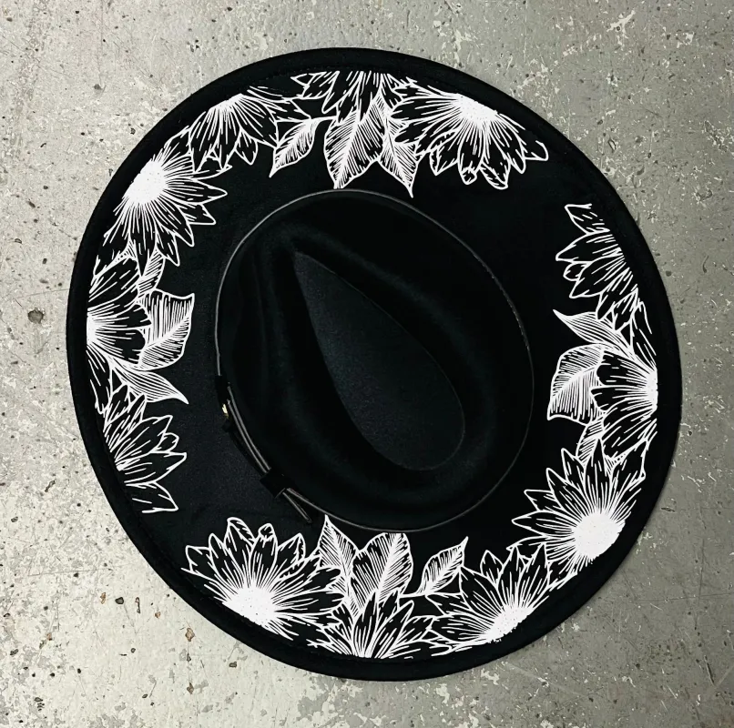 Vegan Felt Hat - XL Brim - Sunflowers made by Modcloth