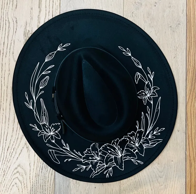 Vegan Felt Hat - XL Brim - Lilies made by Modcloth