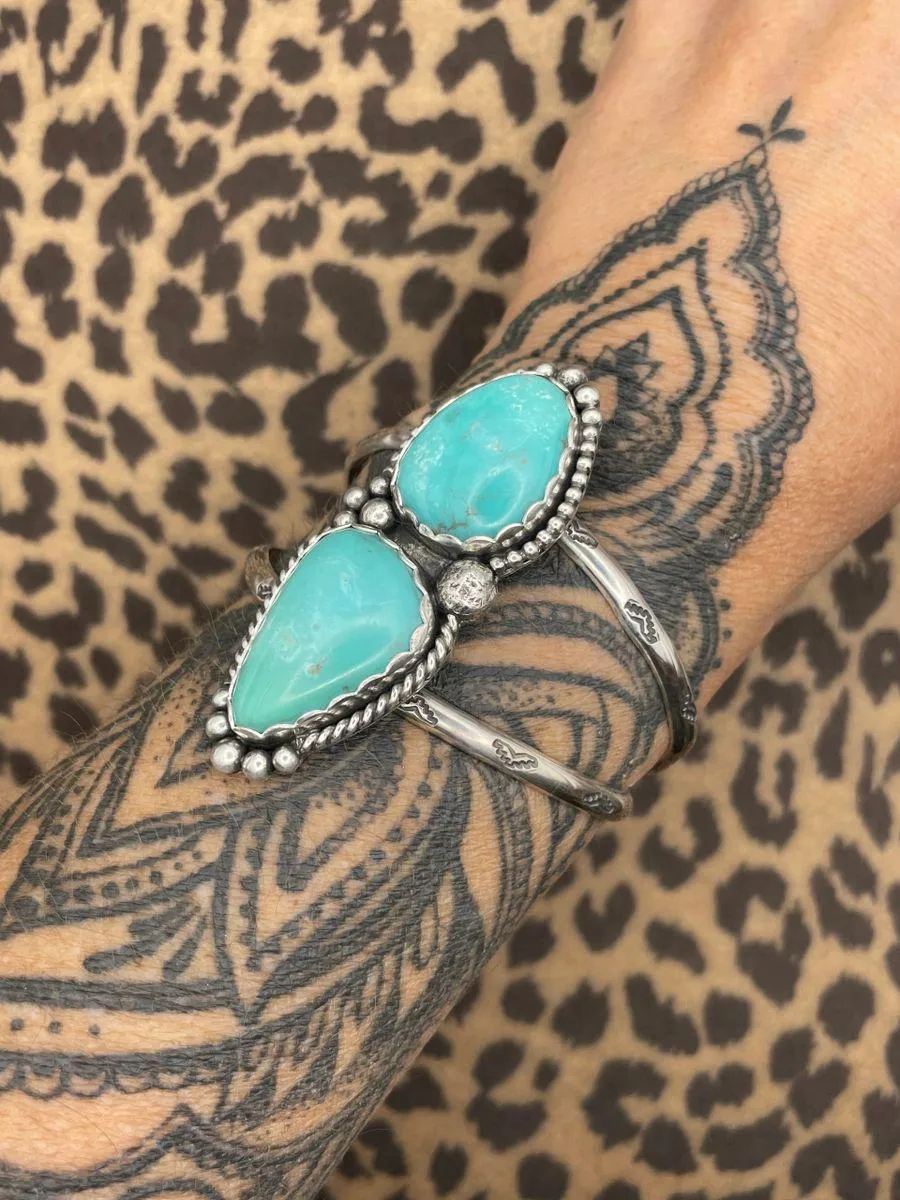 Blair - Turquoise Double Gemstone Sterling Silver Cuff Bracelet sold by Modcloth product image thumbnail 2
