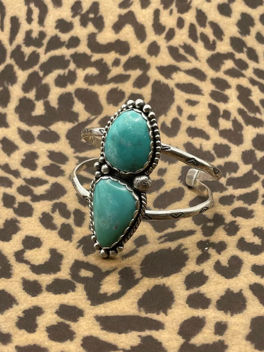 Blair - Turquoise Double Gemstone Sterling Silver Cuff Bracelet sold by Modcloth product image thumbnail 3