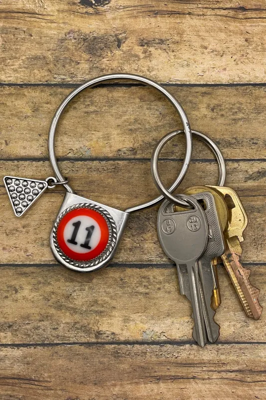Saul - Round Safety Pin Keychain with Billiard Ball #11 made by Modcloth