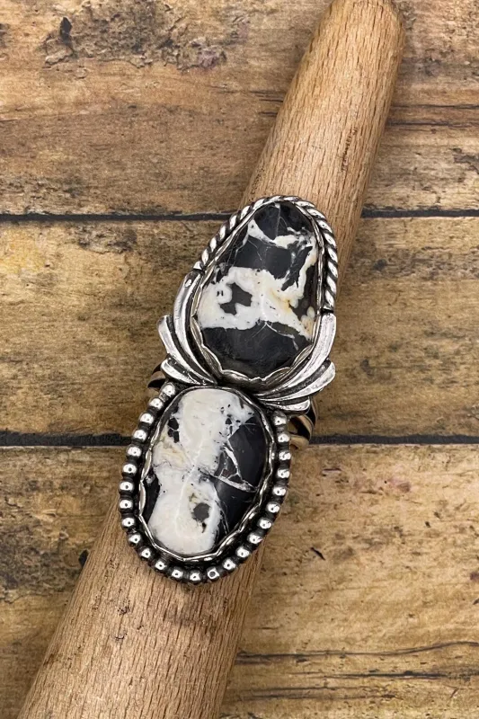 Amy - White Buffalo Turquoise Double Gemstone Ring made by Modcloth