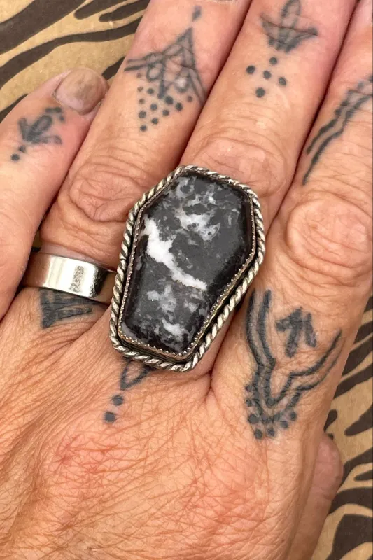 Venus - Zebra Jasper Coffin Statement Ring made by Modcloth