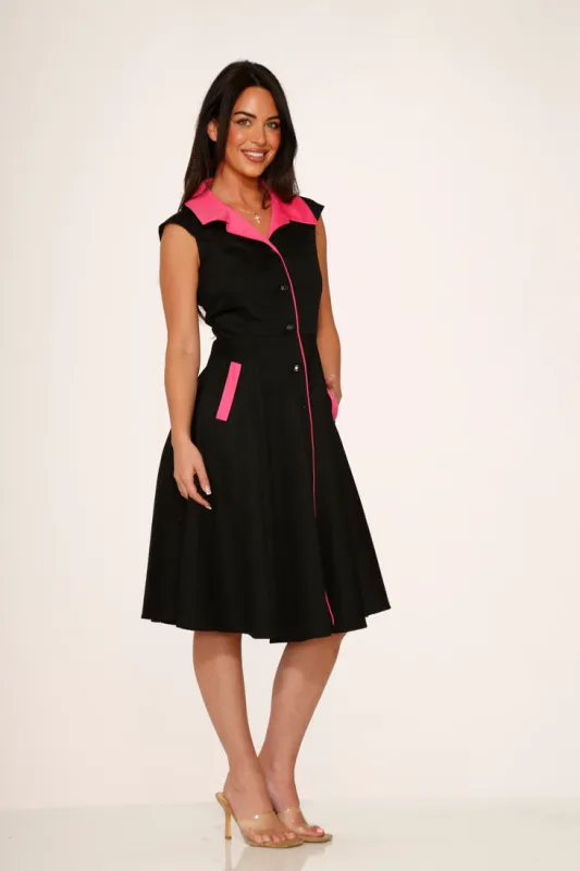 Black & Pink Diablo Swing Dress made by Modcloth