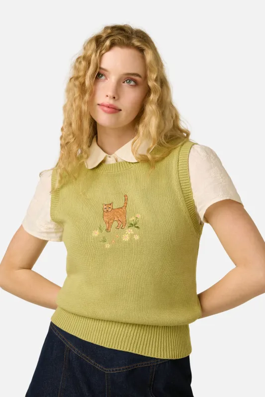 Cute Cats Embroidered Sweater Vest made by Modcloth