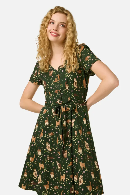 Cute Cats Knee Length Dress made by Modcloth