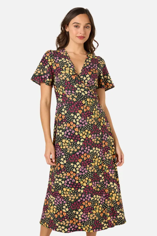Iris Ditsy Wrap Midi Dress made by Modcloth