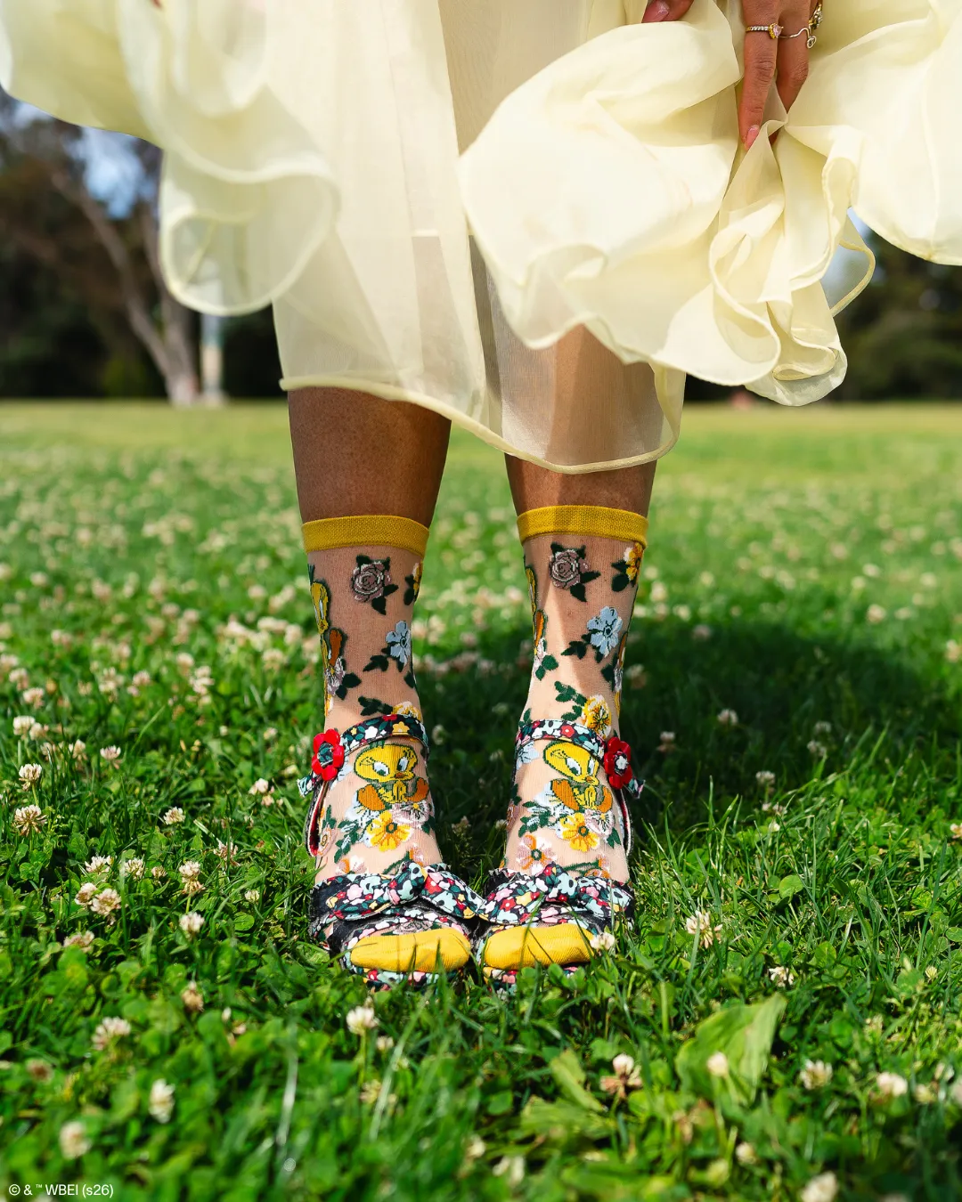 Tweety Floral Sheer Crew Sock sold by Modcloth product image thumbnail 3